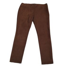 Chaps Cognac Faux Suede Straight Leg Pants / Leggings with Side Zipper sz Large